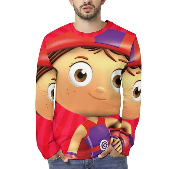 Super Why Mens T-Shirts Long Sleeve Printed Shirt Soft Casual Tee Top Fashion Lightweight Blouse S