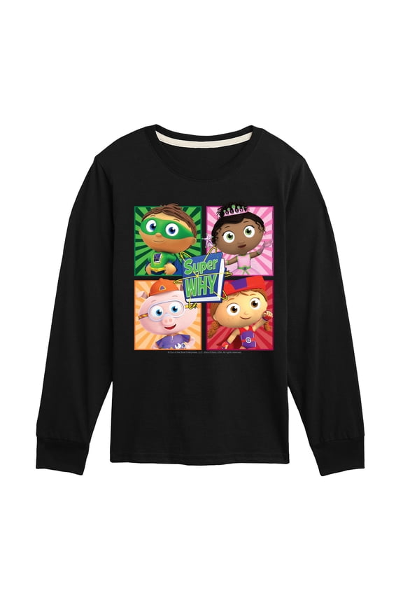 Super Why - Super Why Grid - Youth Boys Long Sleeve Graphic T-Shirt
