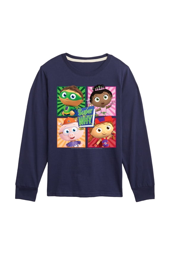 Super Why - Super Why Grid - Youth Boys Long Sleeve Graphic T-Shirt