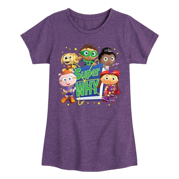 Super Why - Whyatt And Friends - Girls Fitted Short Sleeve Tee