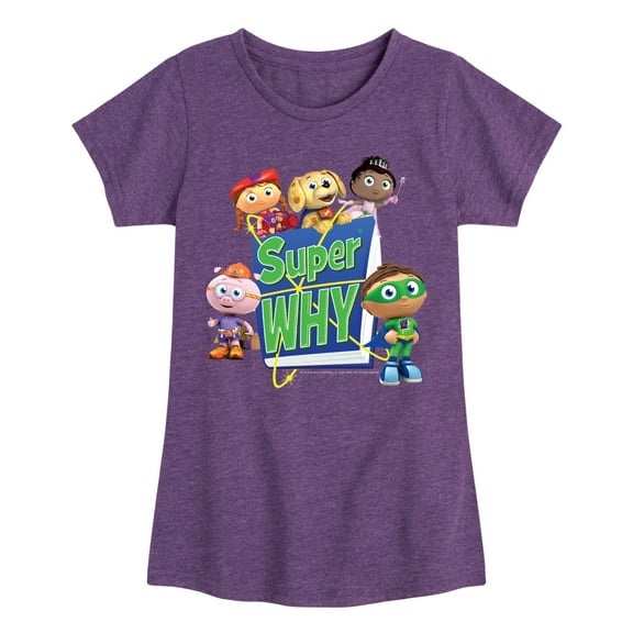 Super Why - Whyatt And Friends - Girls Fitted Short Sleeve Tee