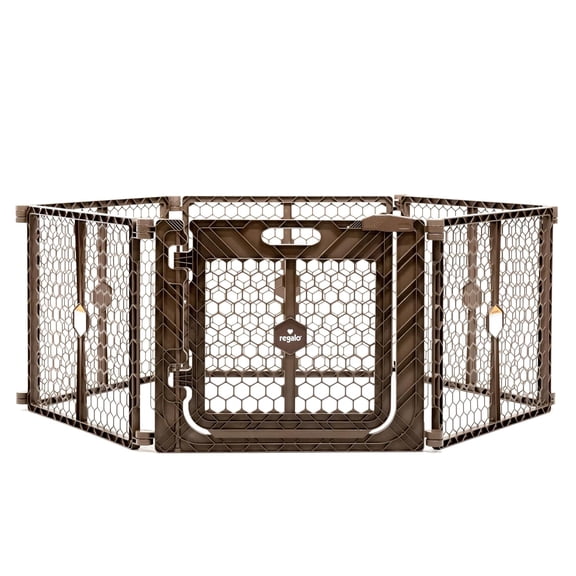 Super Wide Baby Gate & Play Yard, 2-in-1 Adjustable Playpen for Babies, Toddlers & Pets, Includes Wall Mount Kit, Plastic, Gray