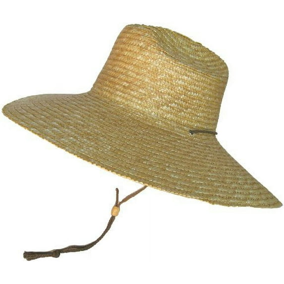Super Wide Brim Lifeguard Hat Sewn Braid Straw Beach Sun Summer Surf Safari (XL / XXL (7 5/8 - 7 7/8), natural)