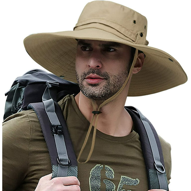 Super Wide Brim Sun Fishing Hat for Men - UPF50+ Bucket Boonie Cap