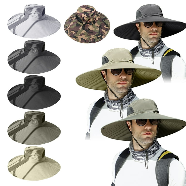 Mens Sun Hats UPF 50+ Waterproof Mesh Wide Brim Bucket Fishing Hat Foldable  USA 