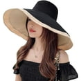 thumbnail image 1 of Super Wide Brim Women Sun Hat Cotton Floppy Packable Reversible Wired Edge Hats UV Protection Summer Beach Travel Garden, 1 of 7
