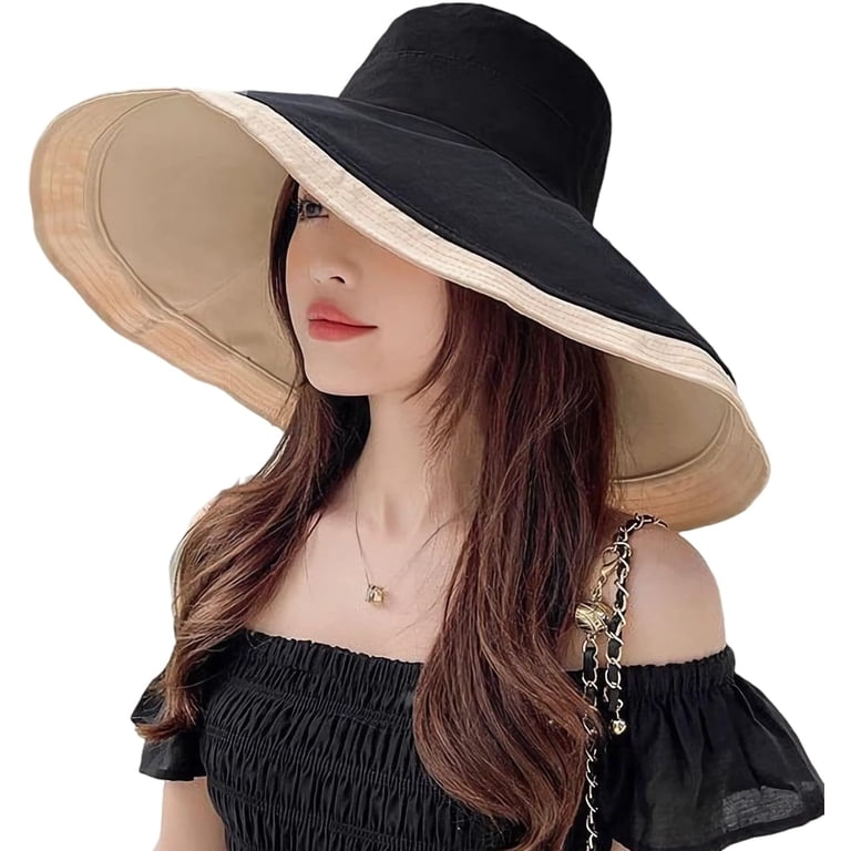 Super Wide Brim Women Sun Hat Cotton Floppy Packable  display picture 3