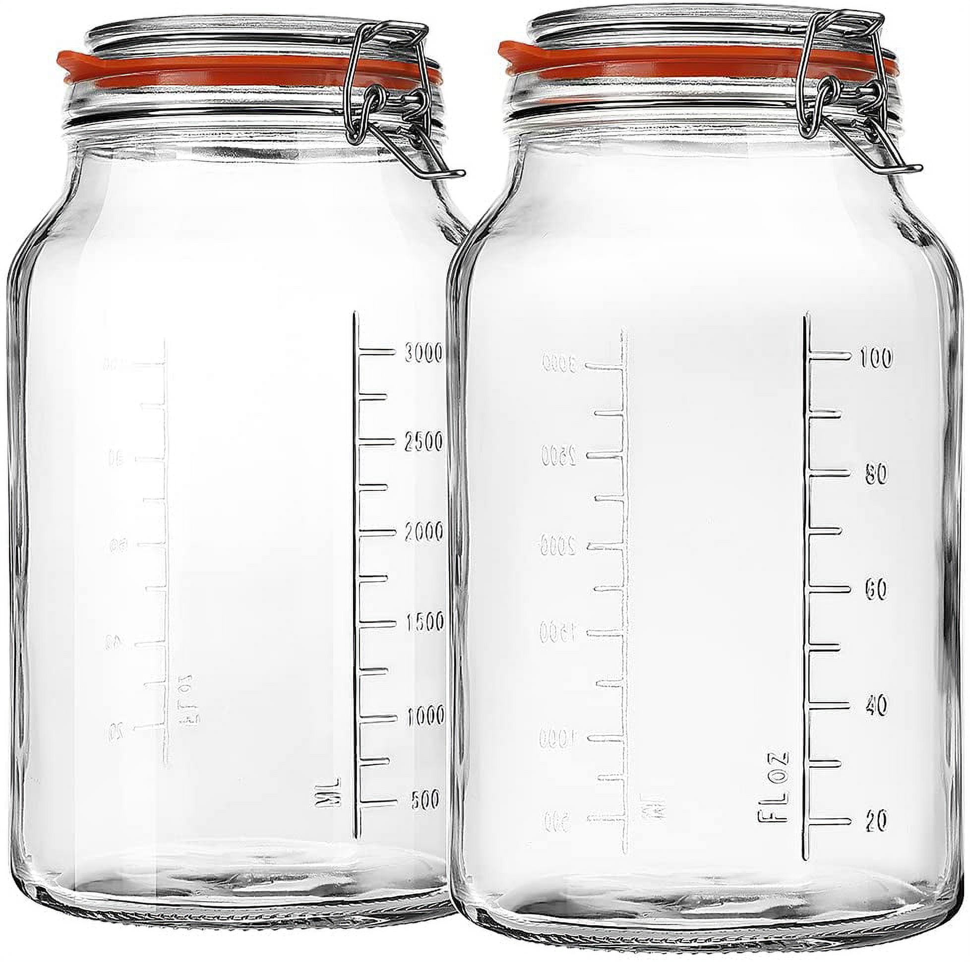 Super Wide-Mouth Glass Jars with Hinged Lids, 1-Gallon (4100 ML) Leak ...