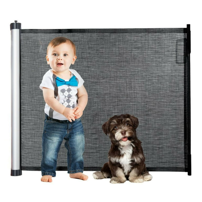 Super Wide Retractable Baby Gate Sturdy Baby Safety Gate and Pet Gate for Stairs Doors Mesh Baby Gate with Easy Latch and Flexible Fits Most Spaces Black BABYSEATER Walmart
