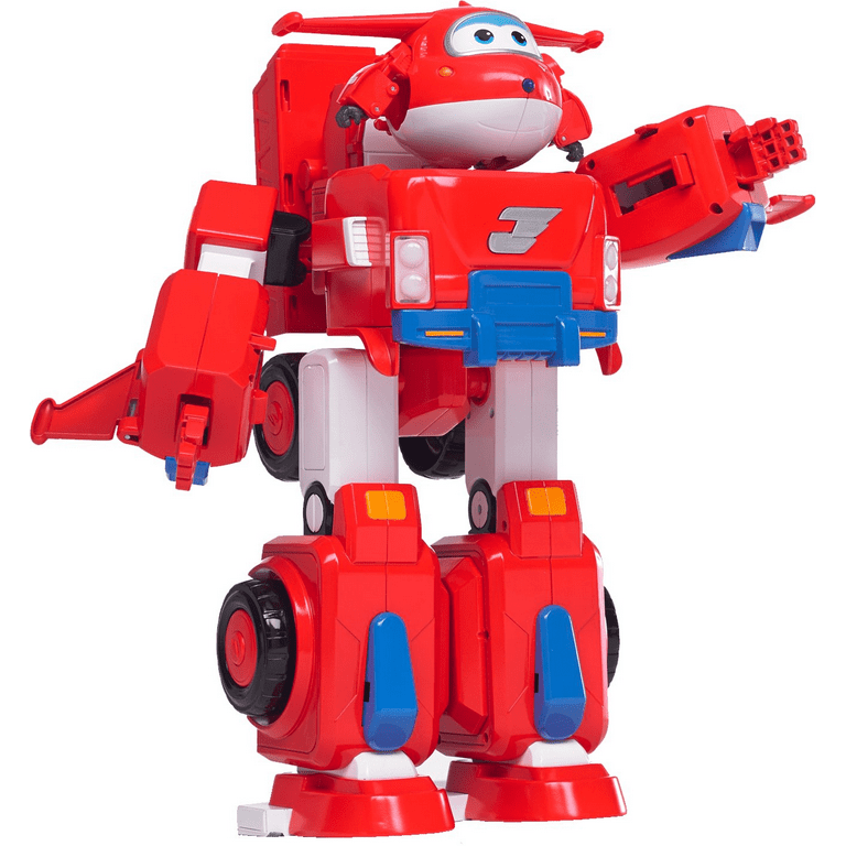  Super Wings Toys, Jett Transformer Toys 5 Inch, Airplane Toy  for Kids 3-5 Years Old, Transforming from Toy Jet to Robot, Real Mobile  Wheels, Birthday Party Supplies for Preschool Boys and