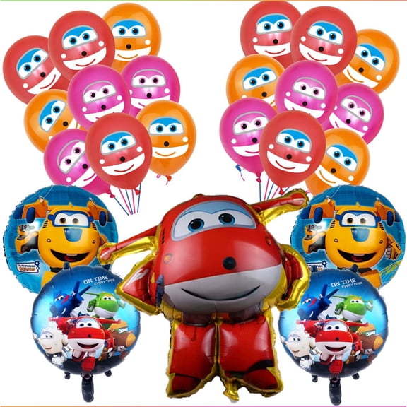 Super Wings Balloons Party Supplies Decor Set Decorations Kit Fans Birthday
