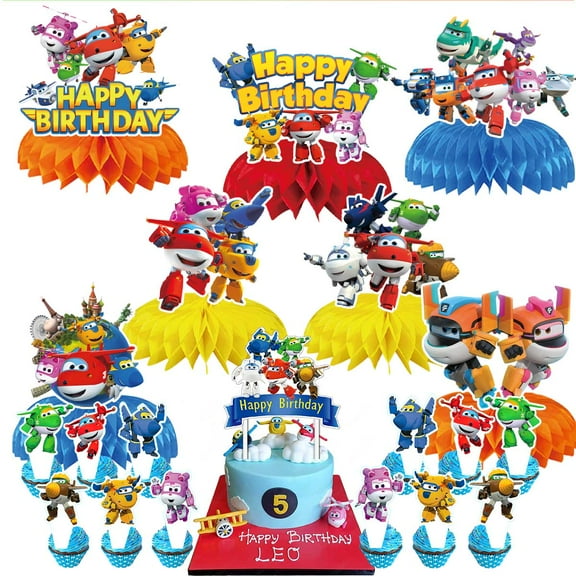 Super Wings Party Decor Supplies Honeycomb Centerpieces Table Toppers Cake Toppers Decorations for Birthday