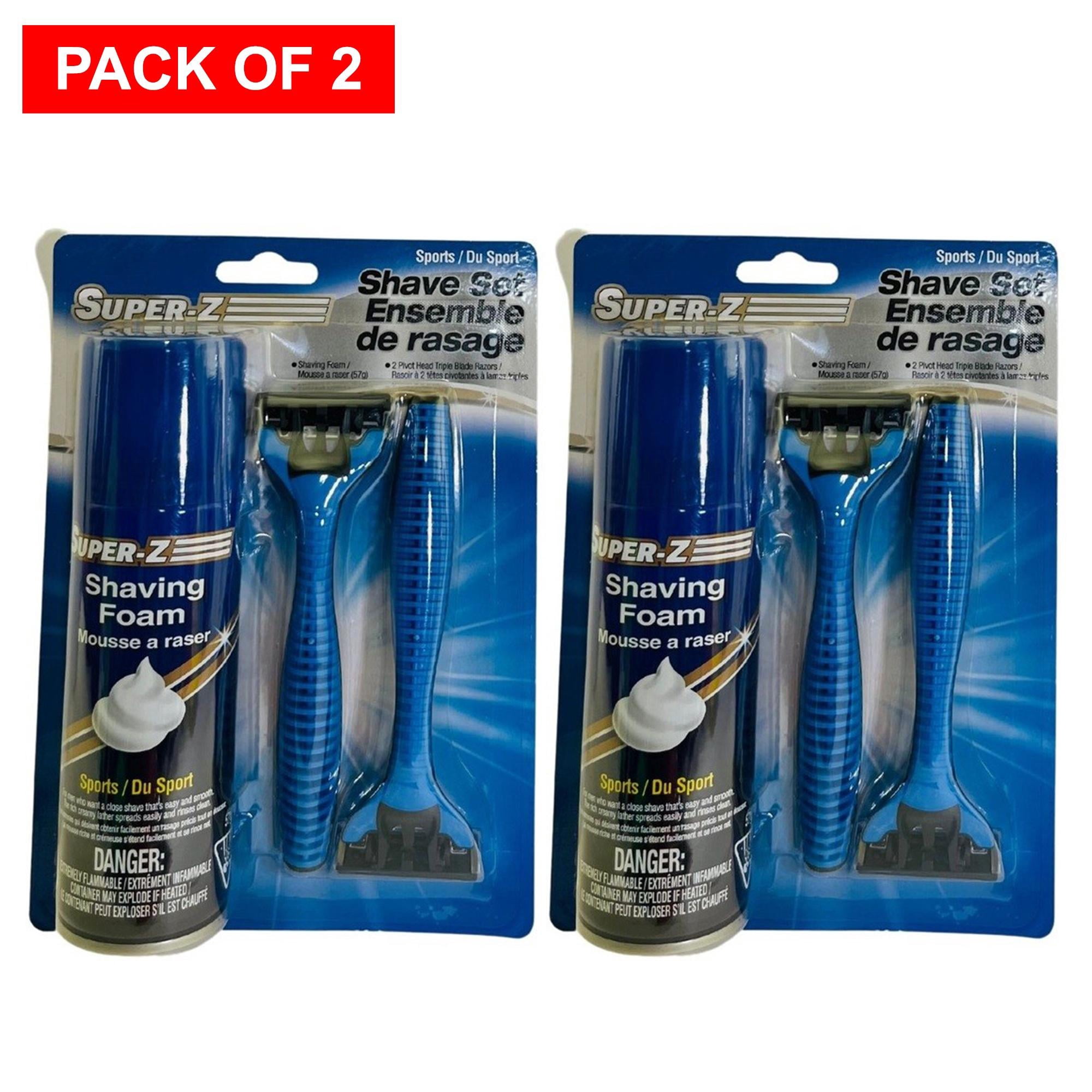 Styrofoam Razor Super Z Shave Foam Sports & Travel Kit With 2 Razors (Pack of 2 ...