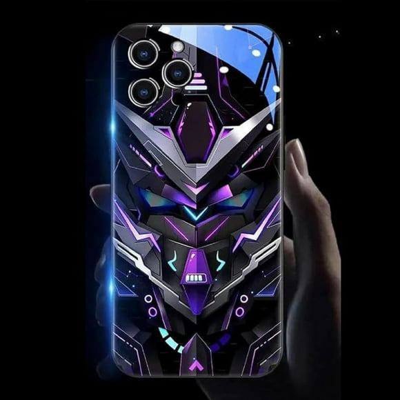 Super armor flash phonecase for Apple, flash phonecase for iPhone colorful nightlight tempered glass phone protective case mechanical mobile phone case for iPhone 11 12 13 14 15