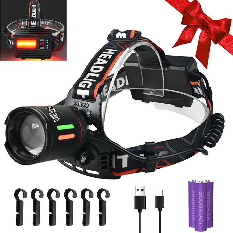 Super bright Rechargeable portable LED Adjustable Headlamp,4Light Modes,Adjustable Lightweight Waterproof Flashlight with Red Light for  Running,home emergency outdoor camp motion sensor ogery