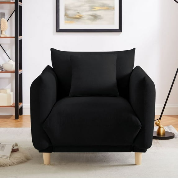 Super comfortable modern minimalist single person sofa chair, suitable for fashionable furniture in living rooms and bedrooms, with cushions