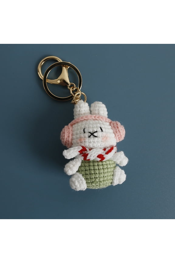 Super cute hand-knitted Miffy rabbit doll, adorable rabbit keychain, finished crochet bunny pendant