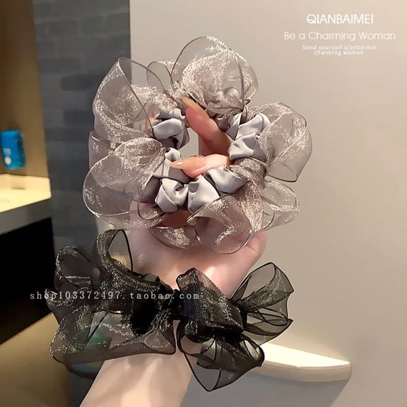 Super fairy organza headband retro versatile hair tie rope high-end feeling small intestine loop New Year hair accessory headband