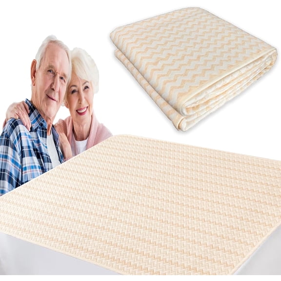 Super large washable waterproof mattress 70.8in 1x78.7in 5-layer comfortable and soft super large incontinence mattress, strong water absorption and anti-slip mattress, large size, beige