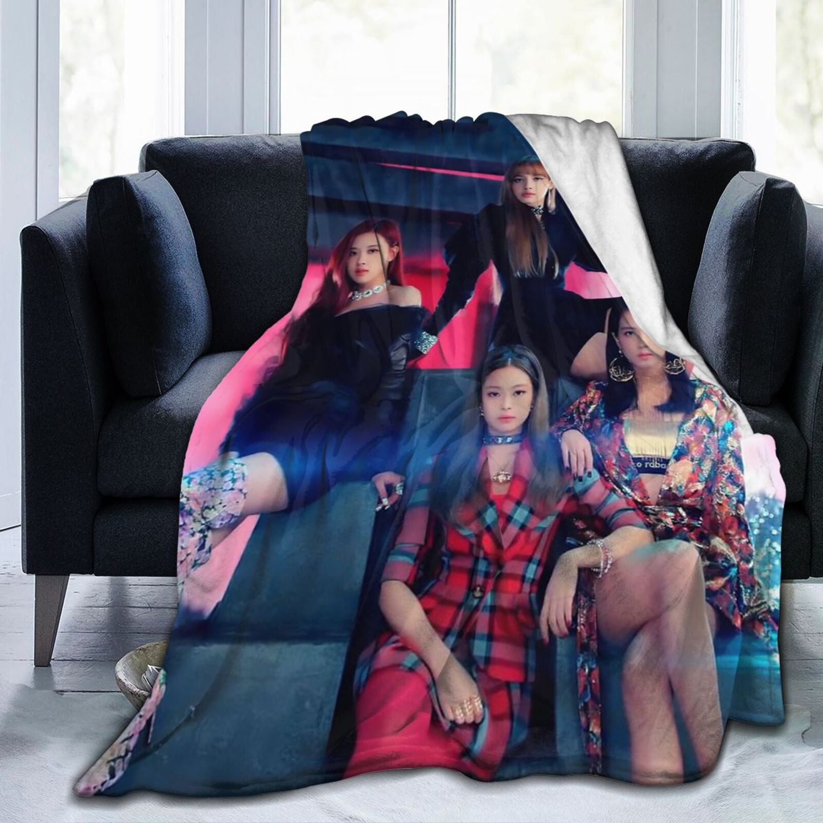 Super soft Blackpink Blanket JISOO JENNIE ROSE LISA blanket comfortable blanket suitable for sofa office bed car comfortable plush throw blanket Camping beach blanket 50 x40 Walmart