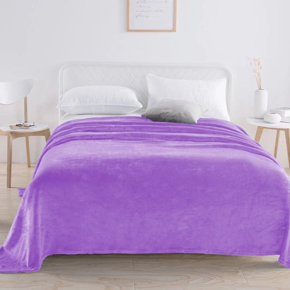 Super-soft Polyester Velvet Blanket Cover for Cozy Bedroom Décor, Lightweight Thickened Design, Easy Care for Daily Use Purple