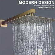 Super-thin 12'' Rotatable High Pressure Rain Shower Head with Self-Cleaning and Aerating Technology in Black / Gold Gold Goldtone Finish