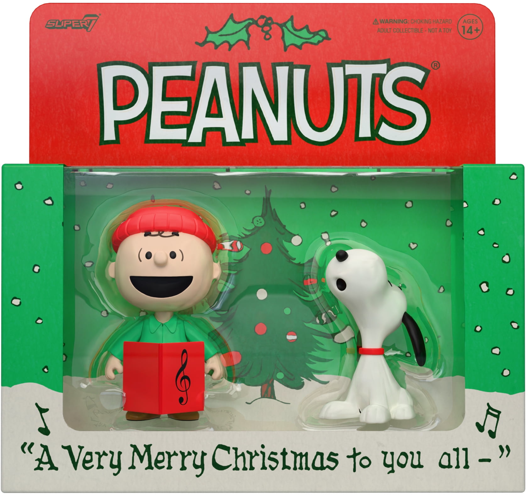 Super7 - Peanuts - ReAction Figures - Charlie Brown & Snoopy (Caroling) 2-Pack