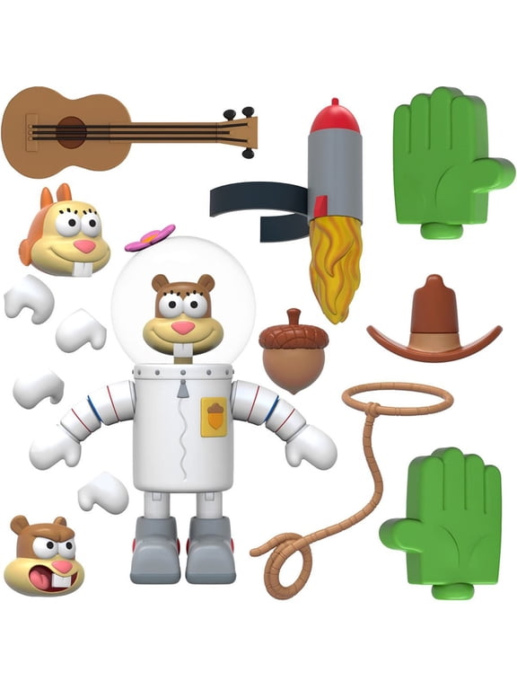 SpongeBob SquarePant Collectible Adult Sandy Cheeks Action Figures, Multicolor, 9.30" x 3.90"