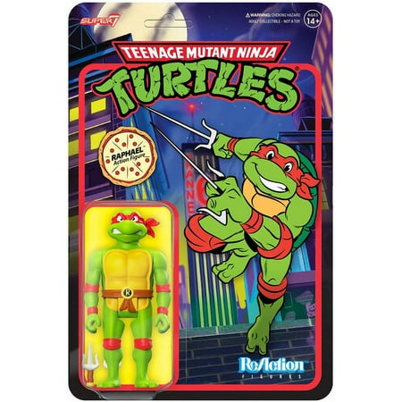 Super7 - ReAction 3.75 in Plastic Teenage Mutant Ninja Turtles Action Figure - Toon Raphael - Multicolor