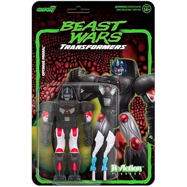 Super7 Transformers Beast Wars Optimus Primal - 4.25" Transformers Action Figure with Accessories Classic Cartoon Collectibles and Retro Toys