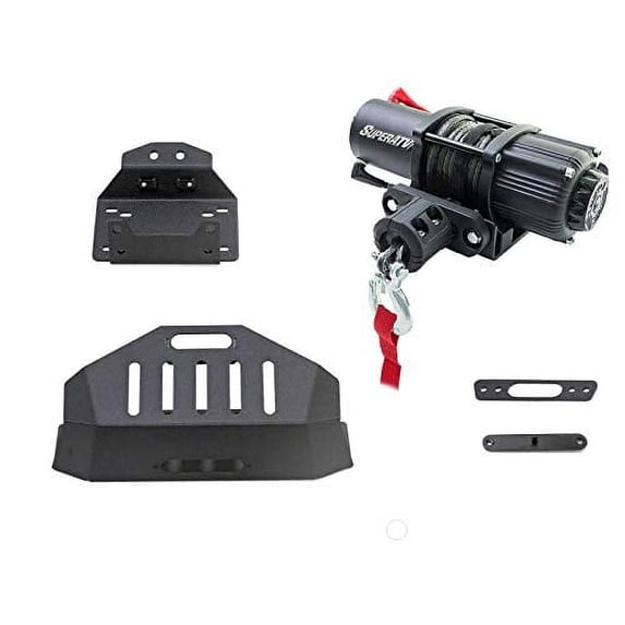 SuperATV Black Ops 3500 LB Winch with Winch Mounting Plate for 2018+ Polaris RZR XP Turbo S|2019+ RZR XP 4 Turbo S (For use with Stock OEM Polaris Bumper)|No Drilling Required|WM-P-RZRXPTS-001-3500