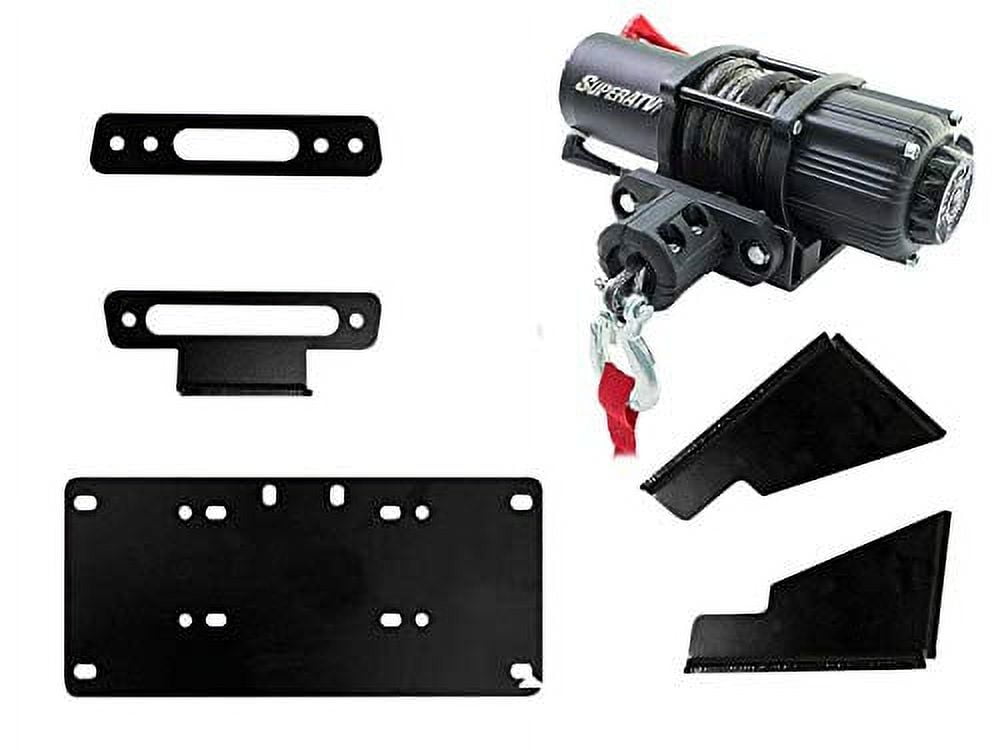 SuperATV Black Ops 3500 lb Winch with Winch Mounting Plate for Kawasaki Mule Pro DX/DXT/FX/FXT