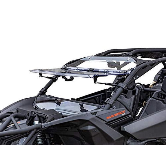 SuperATV HD Flip UTV Windshield for 2018 Can|Am Maverick X3 900|2017+ X3 Turbo/X DS/X RC/X MR/X RS/MAX |1/4" Thick Clear Polycarbonate that is 250x Stronger than Glass|USA Made|FWS-CA-X3-75