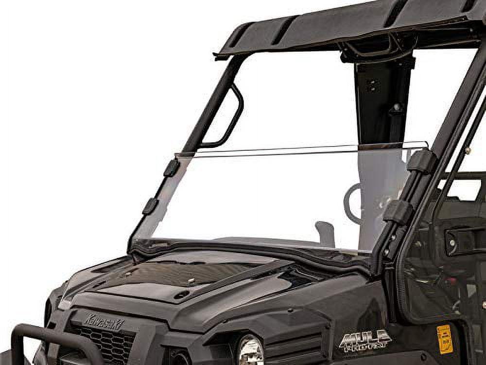 SuperATV Half UTV Windshield for 2016+ Kawasaki Mule Pro DX/DXT/FX/FXT|2015+ Pro FXT|Standard Polycarbonate Construction 250x Stronger Than Glass|Windshield Height 15.7"|USA Made|HWS-K-M-FXT-001-75