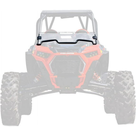 SuperATV Heavy-Duty Half Windshield for 2018+ Polaris RZR XP Turbo S 2019+ XP 4 Turbo S Snug, Rattle-free Fit 1/4" Thick Clear Polycarbonate 250x Stronger Than Glass USA Made!