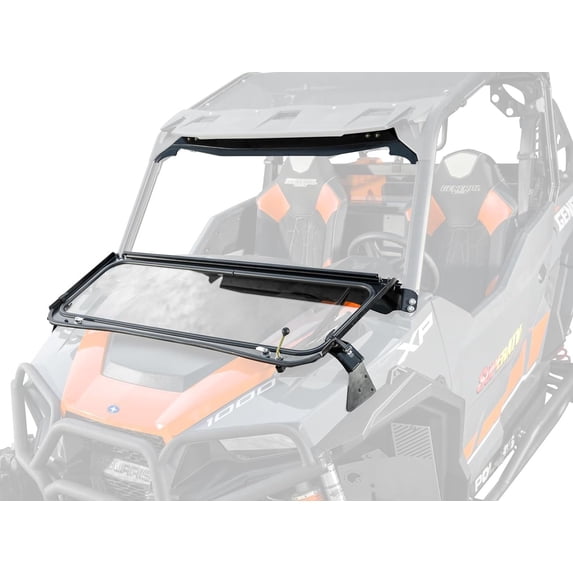 SuperATV Polaris General XP 1000 Flip-Down Glass Windshield Ultimate Protection for All Weather Conditions Includes Driver and Passenger Wiper
