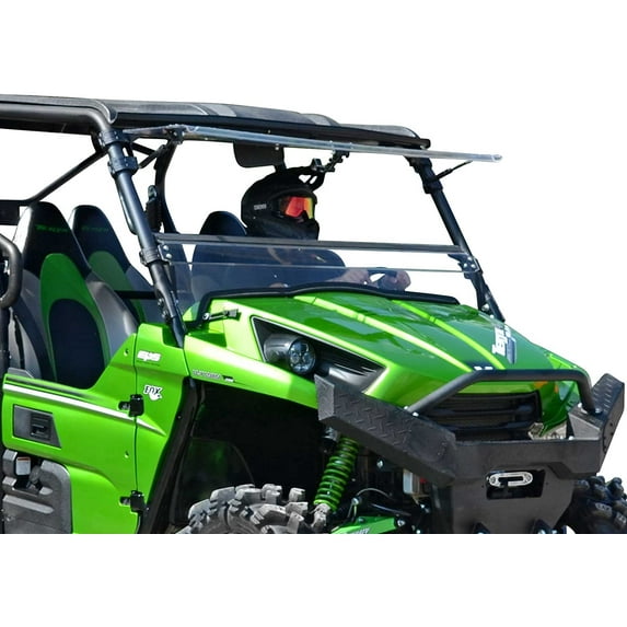 SuperATV Scratch Resistant Flip UTV Windshield for 2012|2015 Kawasaki Teryx 4 750/800/4 800|1/4" Thick Polycarbonate 25X Stronger Than Glass|USA Made|FWS-K-TRX4-002-70#DB