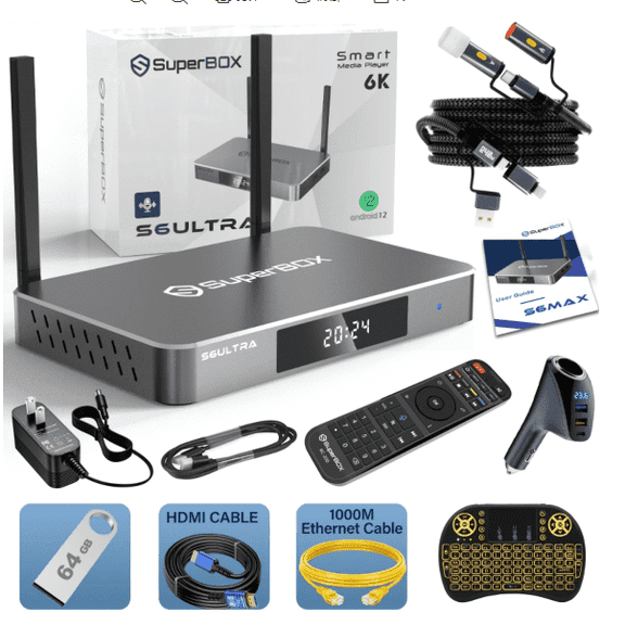 SuperB0X s6 Ultra 2025 Fully Loaded 6K Smart Box | 4GB+128GB Large Capacity | AI Voice Remote | Parental Control | Ideal Gift for Parents