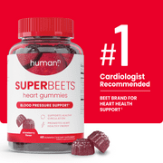 HumanN SuperBeets Strawberry Heart Gummies - Beetroot & Grape Seed Extract, 60 Count
