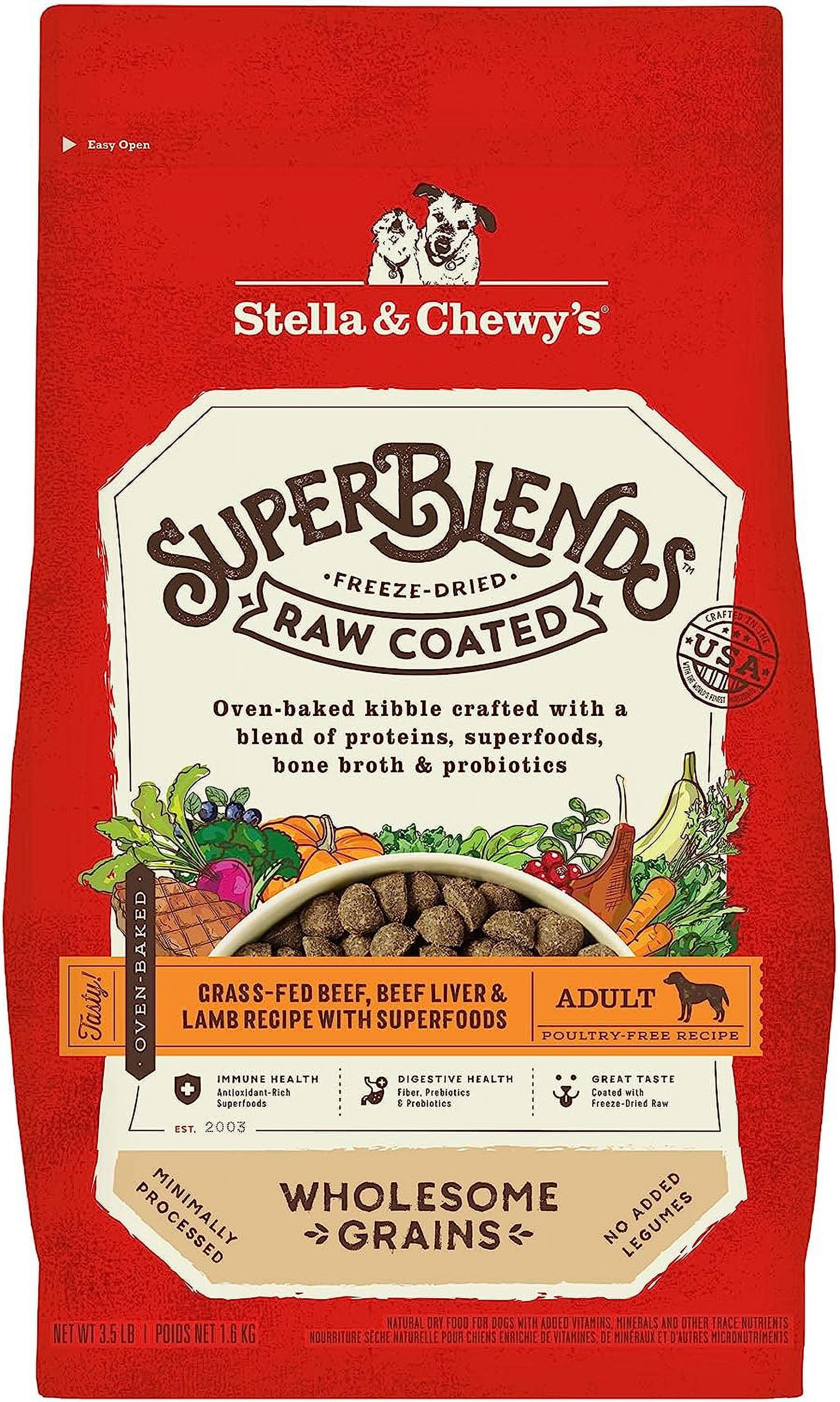 SuperBlends Raw Coated Wholesome Grains GrassFed Beef, Beef Liver & Lamb Recipe with Superfoods