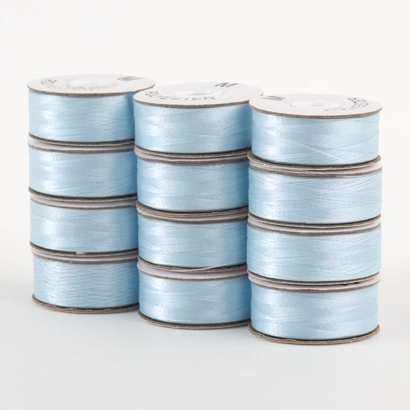 SuperBobs Polyester M-Style Bobbin 12 Pack Baby Blue