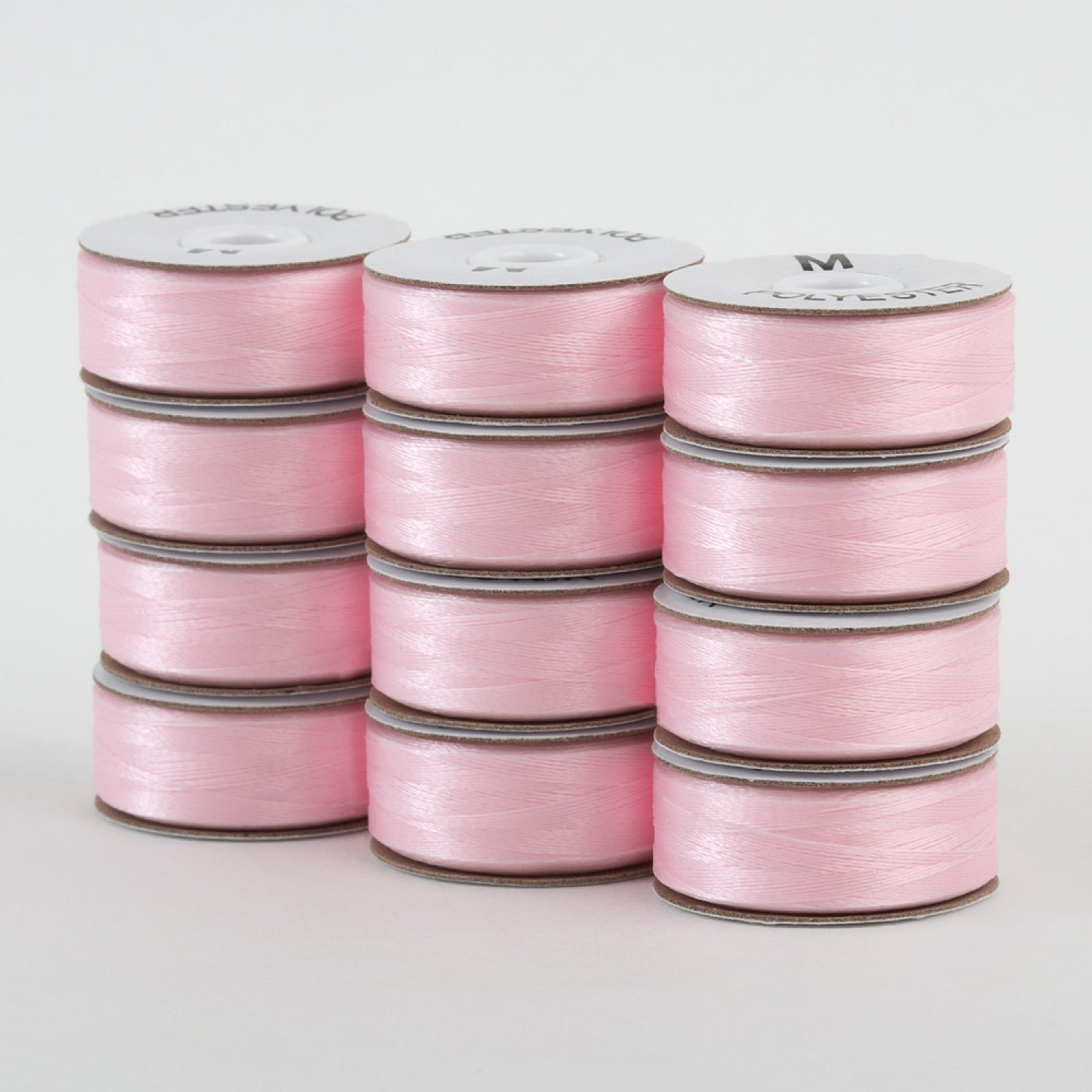 SuperBobs Polyester M-Style Bobbin 12 Pack Baby Pink