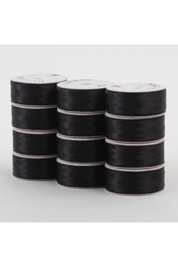 SuperBobs Polyester M-Style Bobbin 12 Pack Black