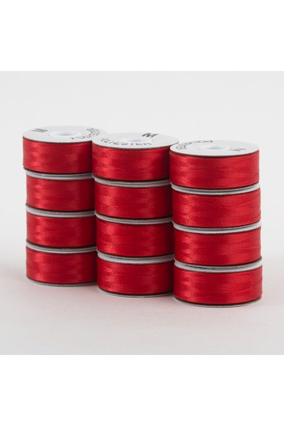 SuperBobs Polyester M-Style Bobbin 12 Pack Bright Red