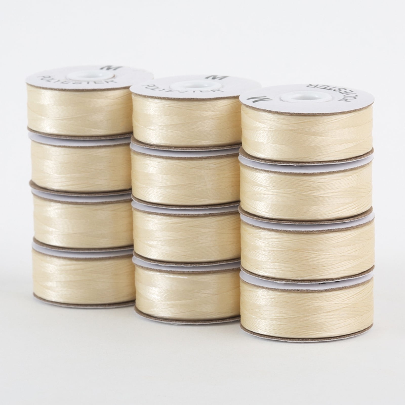 SuperBobs Polyester M-Style Bobbin 12 Pack Cream