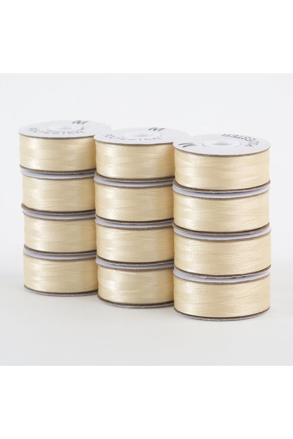 SuperBobs Polyester M-Style Bobbin 12 Pack Cream