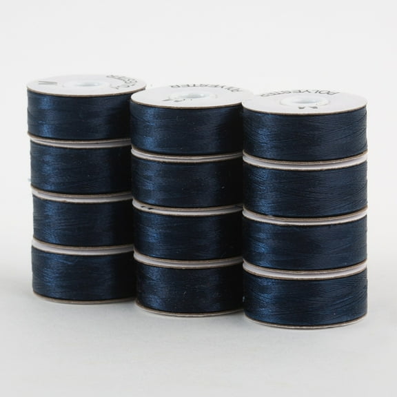 SuperBobs Polyester M-Style Bobbin 12 Pack Dark Blue