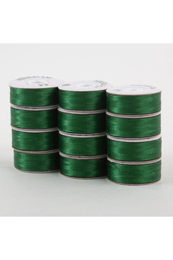 SuperBobs Polyester M-Style Bobbin 12 Pack Green