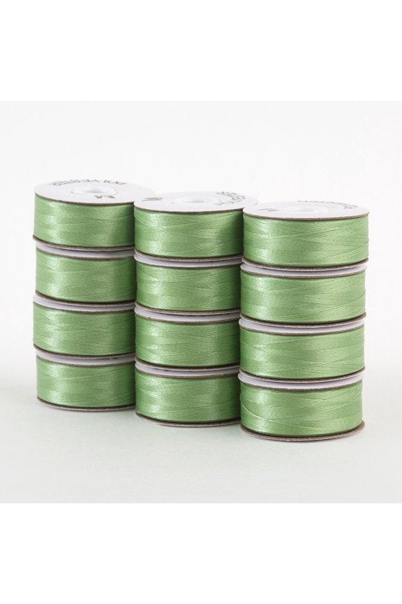 SuperBobs Polyester M-Style Bobbin 12 Pack Light Green