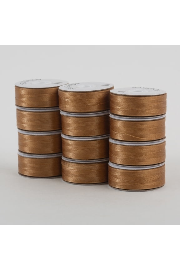 SuperBobs Polyester M-Style Bobbin 12 Pack Medium Brown